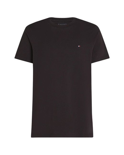 Tommy Hilfiger Black Regular Fit Essential Solid 100% Cotton T-Shirt for men
