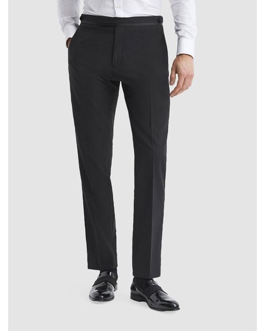Reiss Black Poker Modern Fit Tuxedo Trousers for men