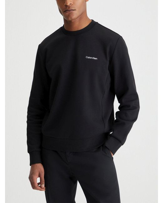 Calvin Klein Black Blended Interlock Sweatshirt for men