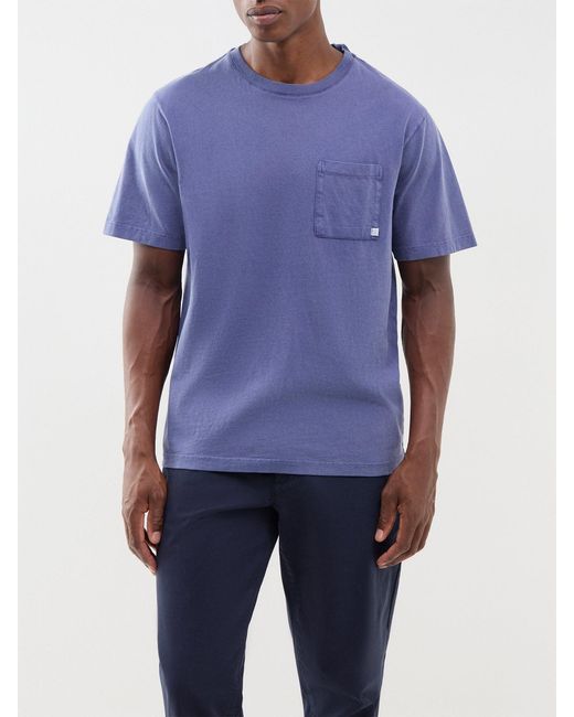 Farah Blue Stacy Garment Dyed Pocket T-Shirt for men