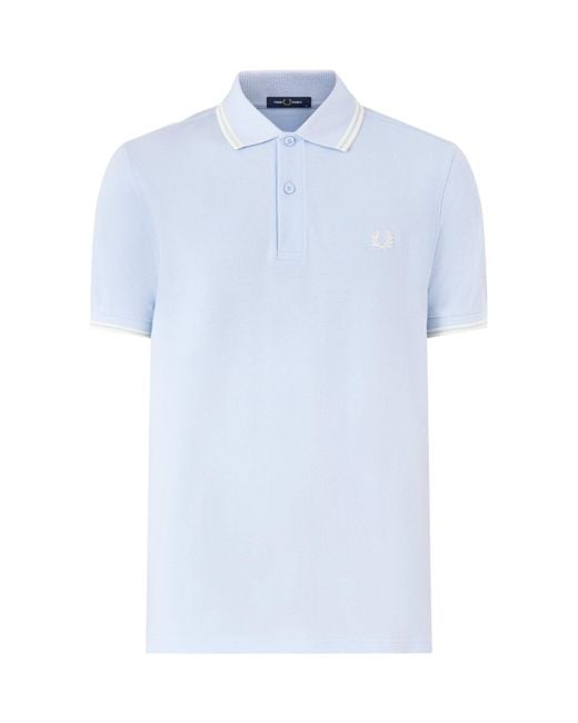 Fred Perry Blue Twin Tipped Polo Shirt Ecru for men