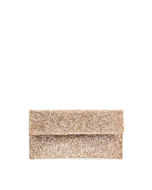 Anna Cecere Natural Women's Glitter Envelope Clutch With Chain