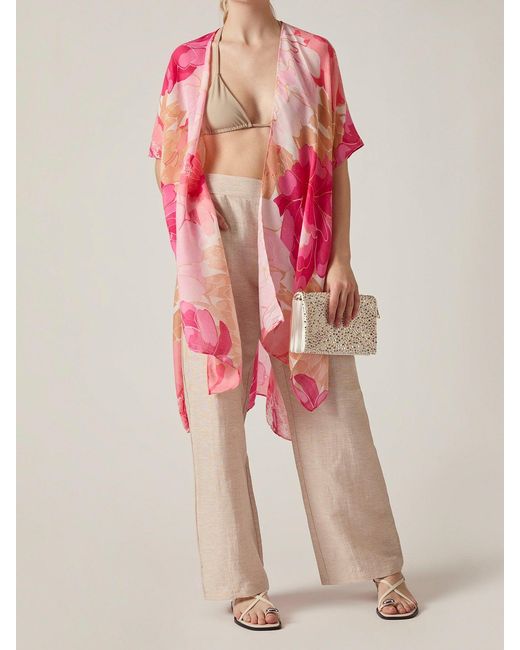 James Lakeland Pink Peony Floral Kaftan