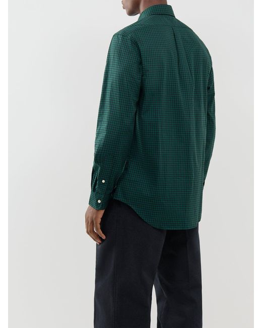 Polo Ralph Lauren Green Custom Fit Sanded Twill Check Shirt for men