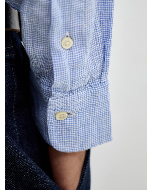 Polo Ralph Lauren Blue Custom Fit Micro Check Shirt for men