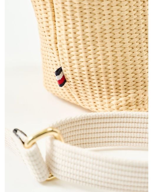Tommy Hilfiger Natural Popette Mini Raffia Tote Bag Tan