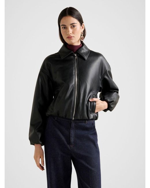 Forever New Black Mattie Cropped Bomber Jacket