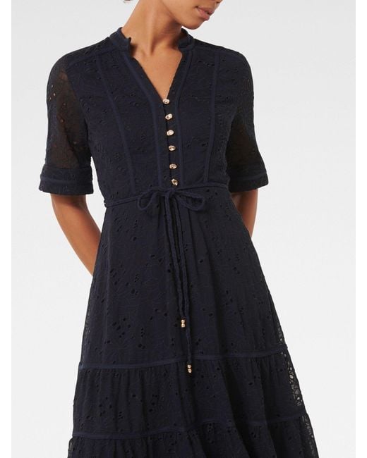 Forever New Black Women's Rachel Embroidered Short Sleeves Midi Dress