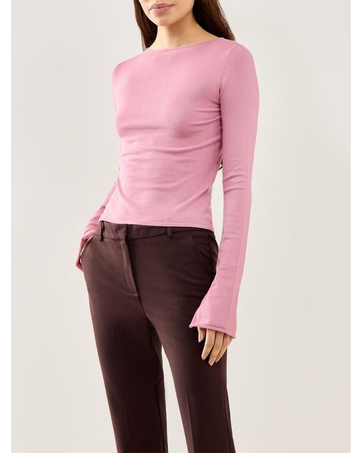 Marella Pink Printed Puff Sleeve Button Front Blouse