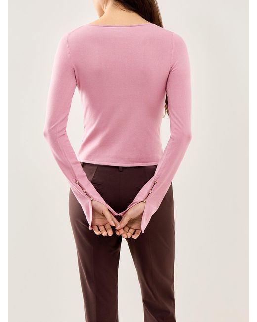 Marella Pink Printed Puff Sleeve Button Front Blouse