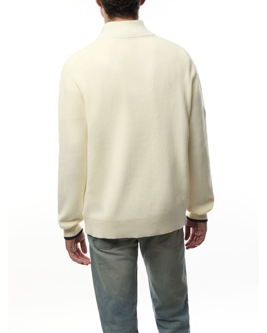 Gant White Men's Ribbed Cotton Quarter Zip Jumper for men