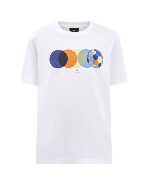 Paul Smith White Football Graphic T-Shirt for men