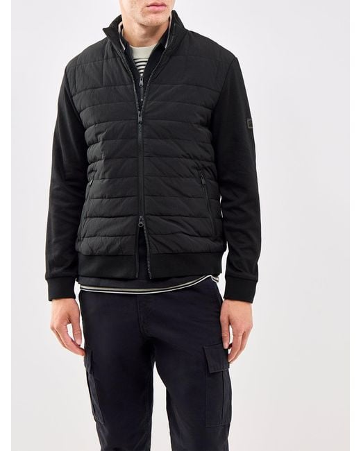 Barbour Black Collins Baffle Quilted Zip Through Sweatshirt for men