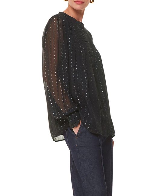 Whistles Black Women's Metallic Stripe Shirt