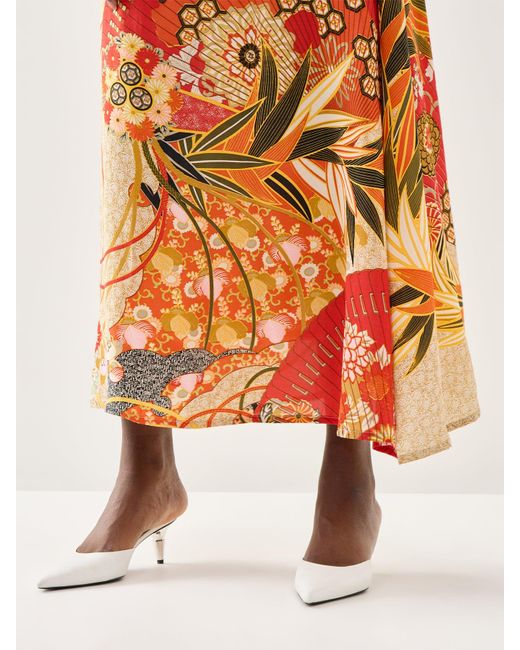 One Hundred Stars Orange A-Line Maxi Skirt