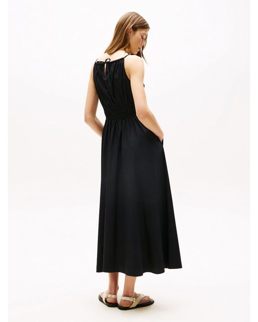Tommy Hilfiger Black Smock Scoop Neck Maxi Dress