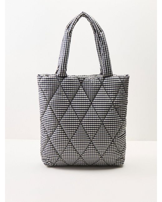 Barbour Black Riah Quilted Tote Bag Gingham