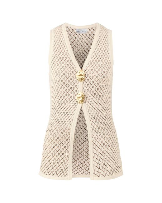 Pretty Lavish Natural Imani Pointelle Knit Waistcoat