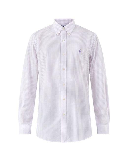 Polo Ralph Lauren White Custom Fit Stripe Poplin Shirt for men