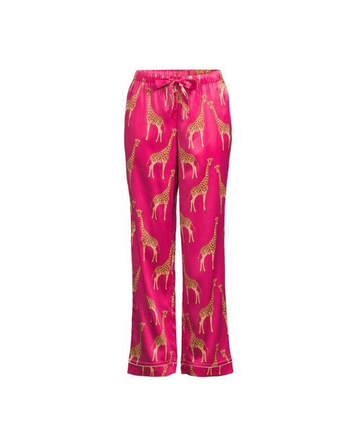 Chelsea Peers Pink Women's Giraffe Button Up Long Set