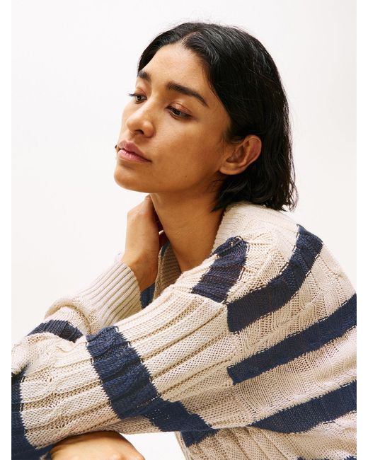 Tommy Hilfiger Gray Blend Cable Knit Relaxed Jumper