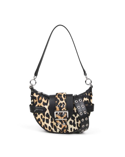 Ganni White Nylon Print Small Crossbody Bucky Bag