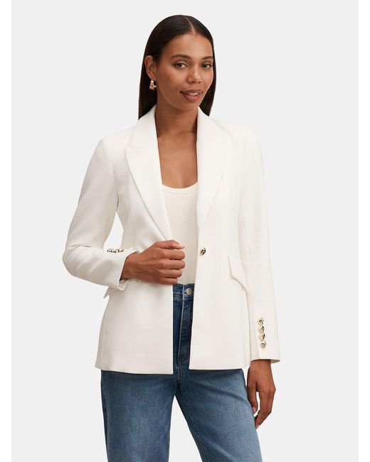 Forever New White Trixie Button Blazer