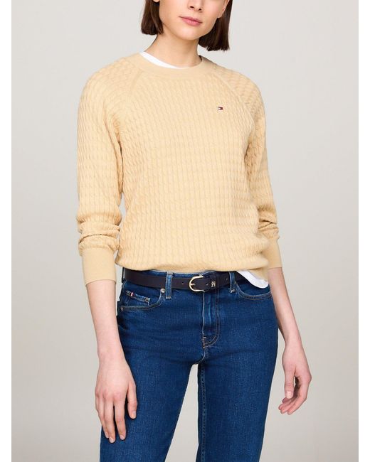 Tommy Hilfiger Natural Cable Knit Raglan Sleeve Jumper