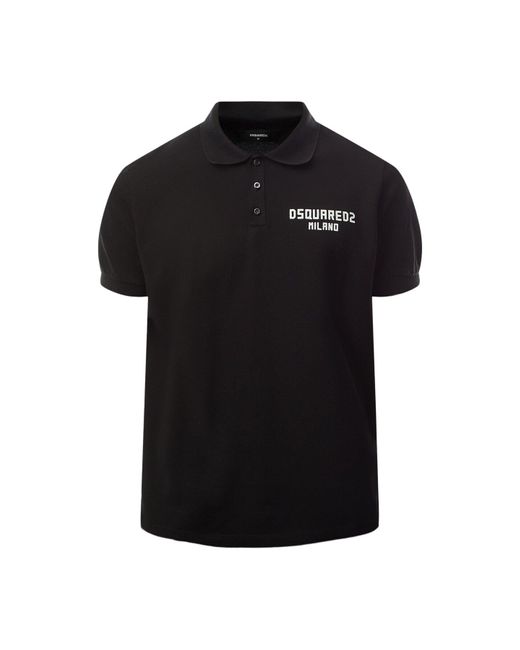 DSquared² Black Dyed Tennis Fit Milano Polo for men