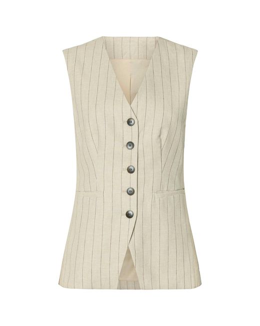 SELECTED Natural Fitted Linen Blend Waistcoat