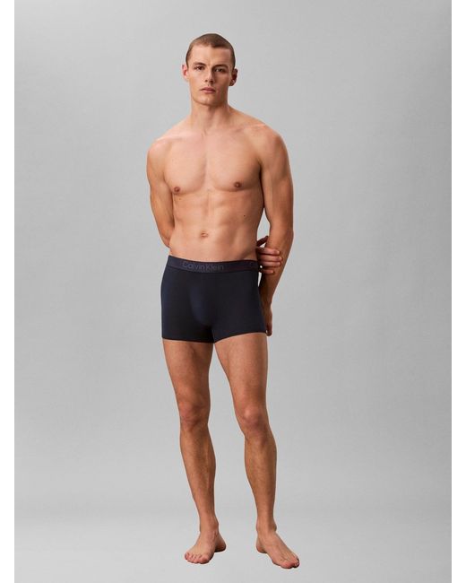 Calvin Klein Blue Ultra Soft Trunks 3 Pack for men