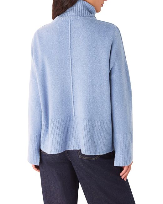 Whistles Blue Women's Wool Mix Roll Neck Knit
