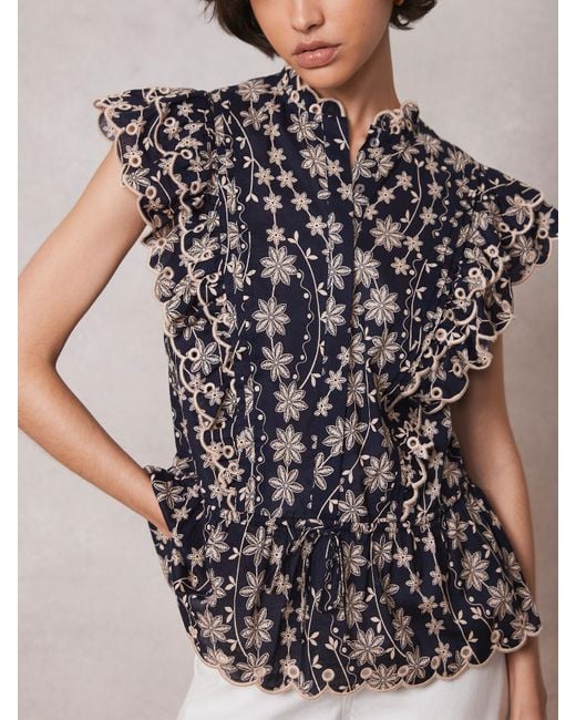 Mint Velvet Women's Navy Floral Print Blouse in Blue Lyst UK