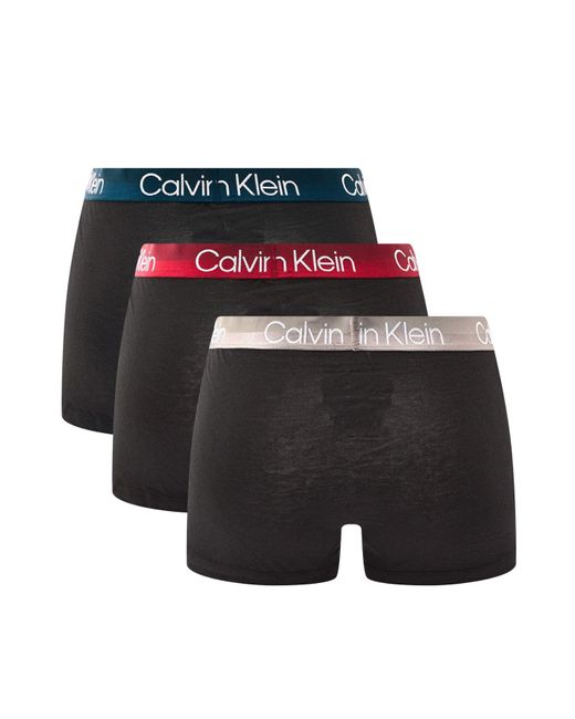 Calvin Klein Black Three Pack Modern Structure Cotton Trunks for men