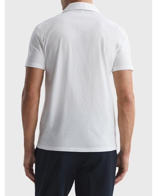 Reiss White Caspa Mercerised Jersey Cuban Collar Shirt for men