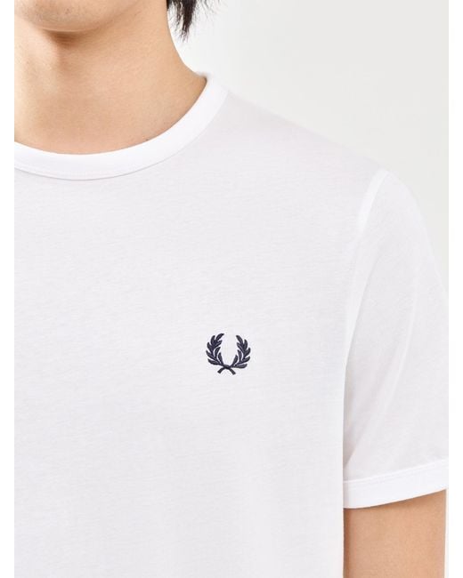 Fred Perry White Ringer T-Shirt for men