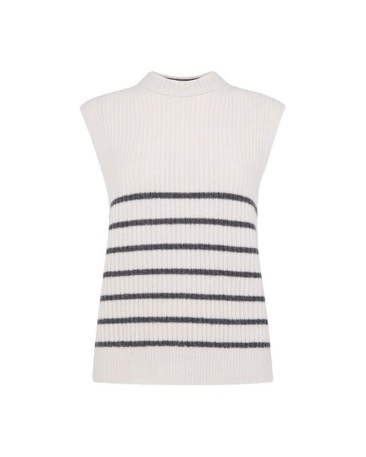 Whistles White Women's Stripe Textured Tank