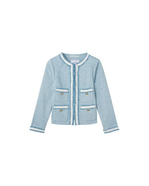 L.K.Bennett Blue Women's Charlie Italian Recycled Cotton Blend Tweed Jacket