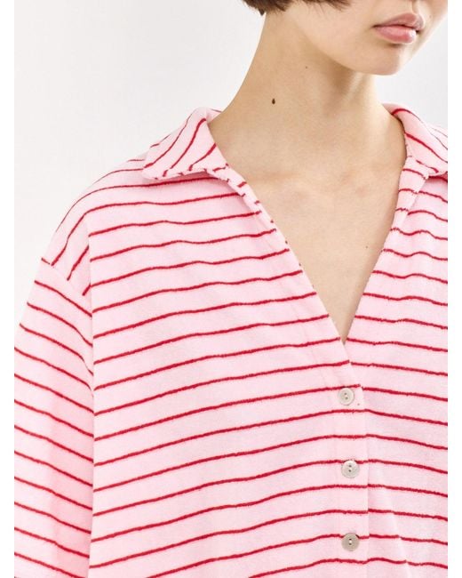 Pieces Pink Kay Frotte Short Sleeve Shirt Multi