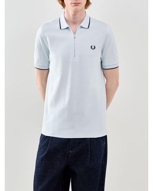 Fred Perry Blue Crepe Pique Polo Shirt for men