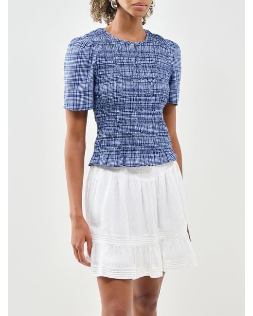 Nobody's Child Blue Nat Shirred Blouse