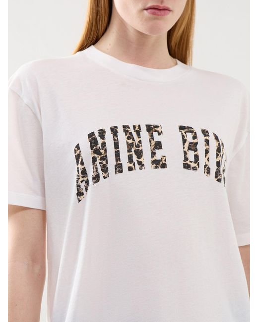 Anine Bing White Walker Tee Leopard Cream