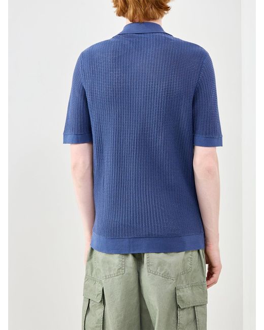SELECTED Blue Shane Open Structure Polo Cardigan for men