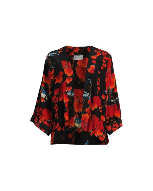 One Hundred Stars Red Crepe Kimono Jacket
