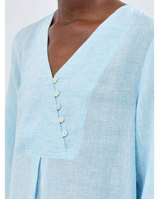 Sahara Blue Ticking Stripe Ls Midi Dress