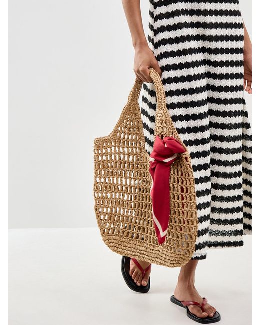 Pieces Natural Pckamille Straw Shopper Tote Bag Neutral