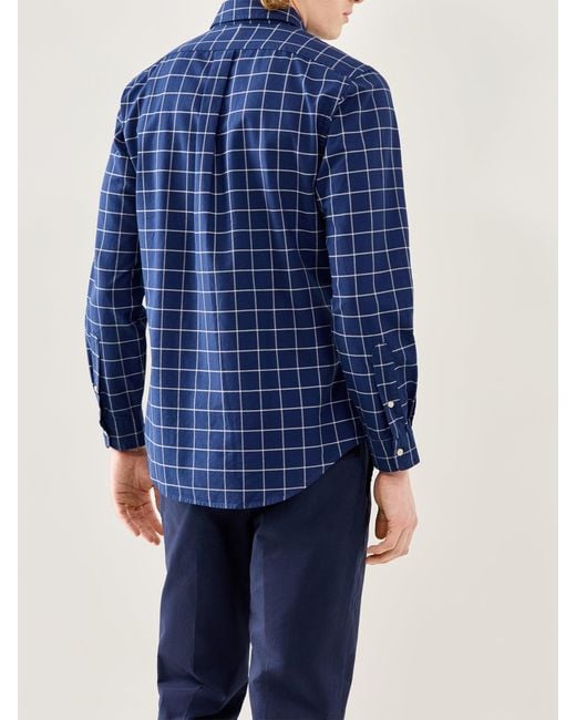 Polo Ralph Lauren Blue Custom Fit Oxford Windowpane Check Shirt for men