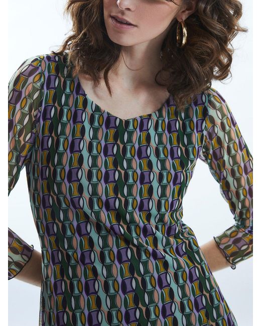 James Lakeland Gray Sheer Sleeve Boho Dress