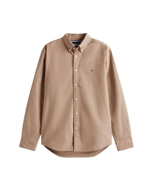 Tommy Hilfiger Natural Regular Fit Flag Embroidery Oxford Shirt for men