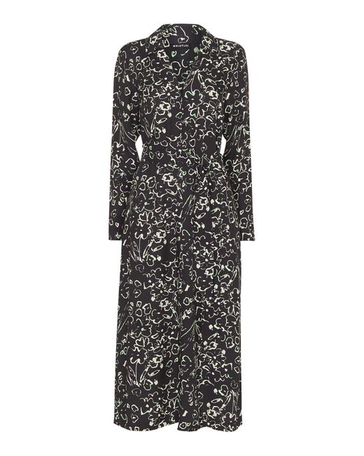 Whistles Black Women's Scribble Bouquet Midi Dress